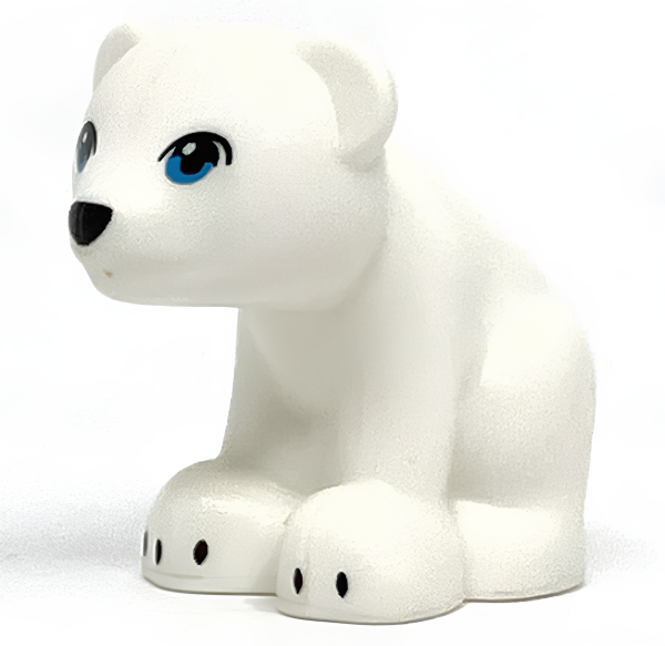 Деталь Lego 14732pb03 Bear, Friends / Elves, Baby Cub, Sitting with Black Nose and Claws and Dark Azure Eyes Pattern